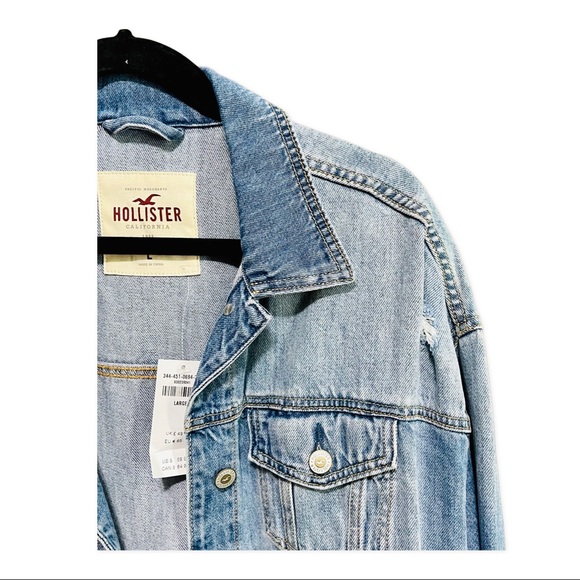 Hollister Distressed Denim Jacket – Size Large - Picture 2 of 6